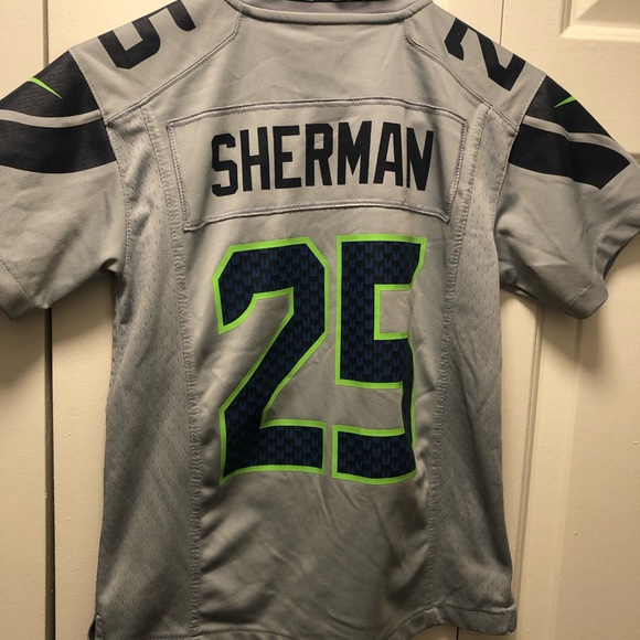 Nike On Field NFL Seattle Seahawks #25 Sherman Women's Gray Football Jersey Sz S - Picture 7 of 12
